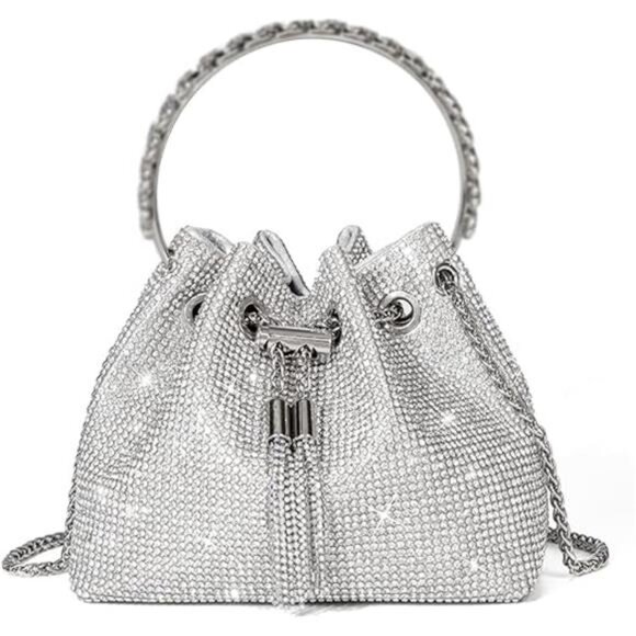 Bling Crystal Rhinestone Purse for Women Sparkly Clutch Handbag Crossbody Bag - Picture 7 of 7